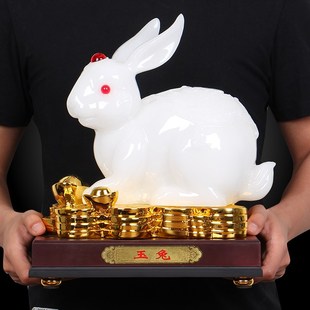 招财十二生肖玉兔摆件 生日礼物送礼家居装饰乔迁新居创意工艺品