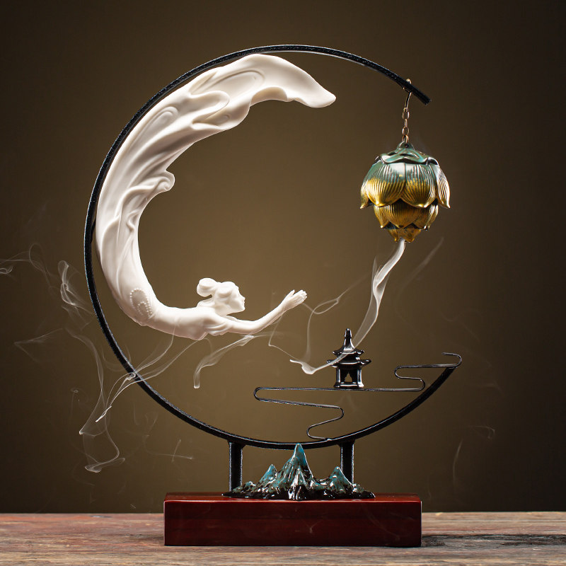 嫦娥奔月倒流香炉家用个性吊式室内熏香茶道创意陶瓷中式禅意摆件,童鞋/婴儿鞋/亲子鞋,量脚器,淘宝优惠券,粉丝福利购,淘宝优惠卷