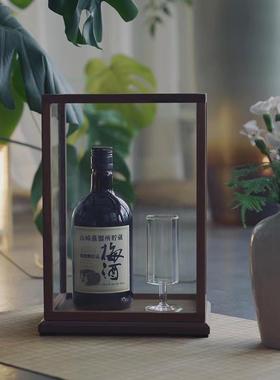 禅意新中式黑胡桃木玻璃防尘罩瓷器藏品手办展示柜陈列柜收纳盒