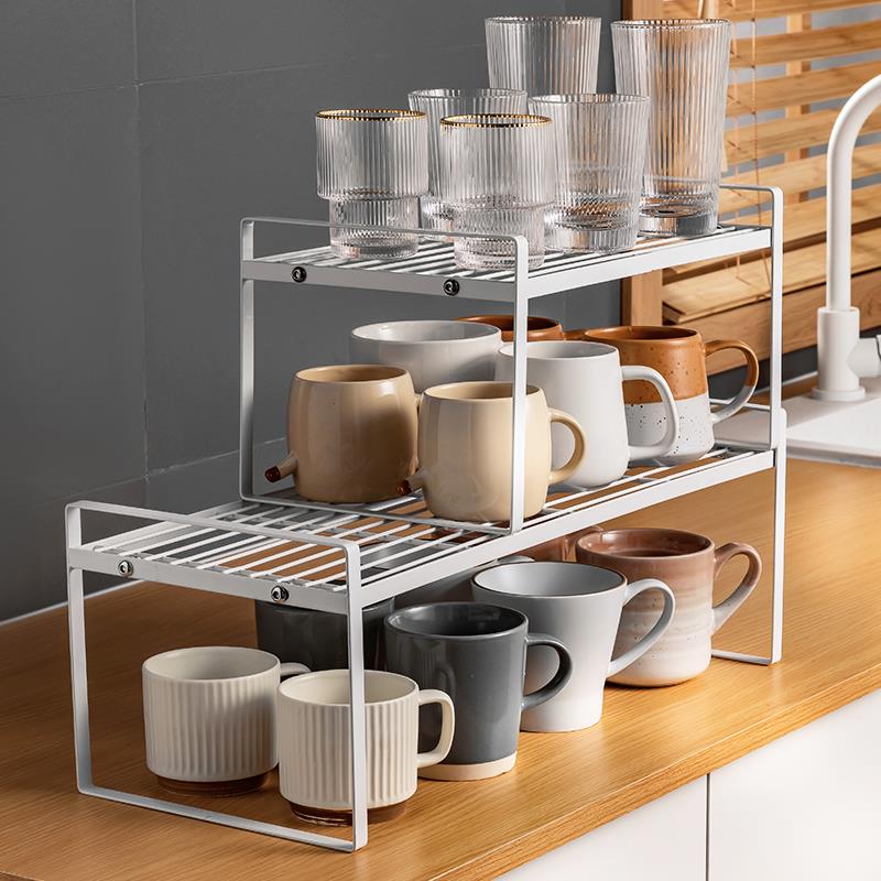 杯子收纳置物架放水杯茶杯架客厅桌面橱柜内分R层放咖啡玻璃杯架