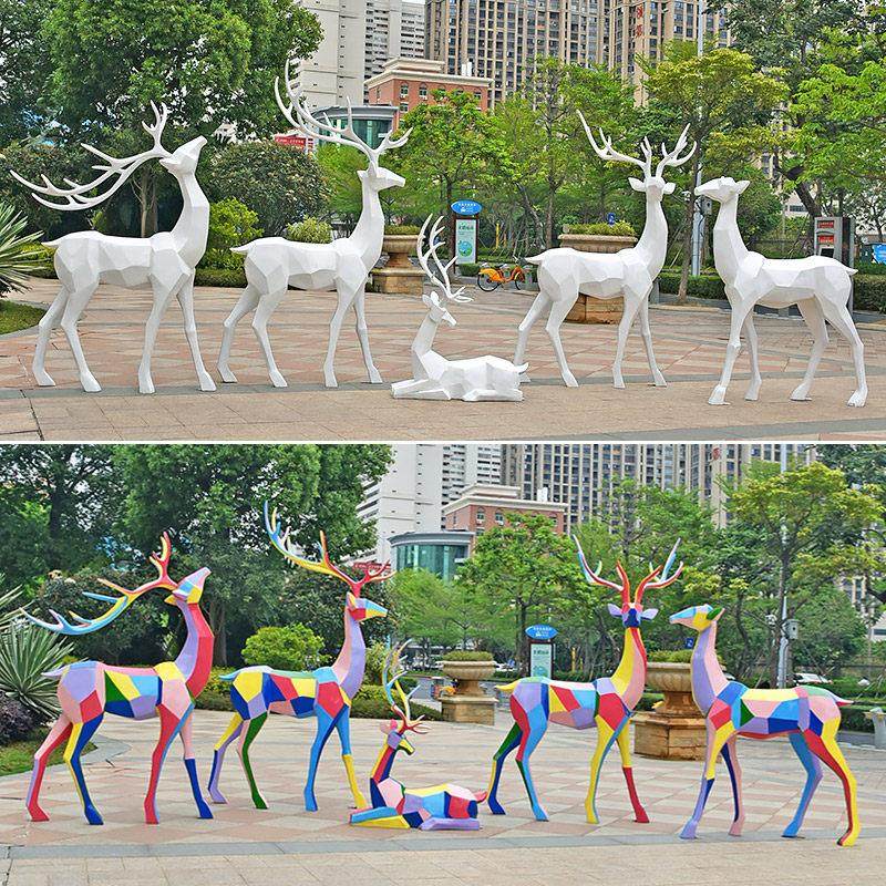 户外玻璃钢彷铜梅花鹿雕塑彷真一对白鹿摆件园林景观草坪装饰模型,家居饰品,户外/庭院摆件,淘宝优惠券,粉丝福利购,淘宝优惠卷