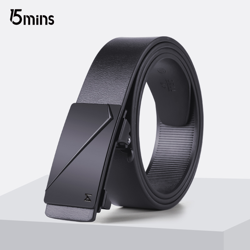 15mins皮带男款无牙自动扣内穿腰带2025新款商务潮流百搭牛皮裤带