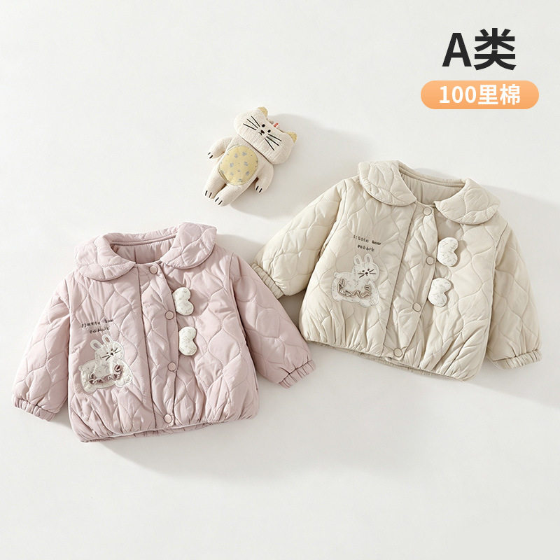 欢乐小兔女童宝宝加绒棉服棉外套韩系秋冬韩版开衫保暖外套上衣