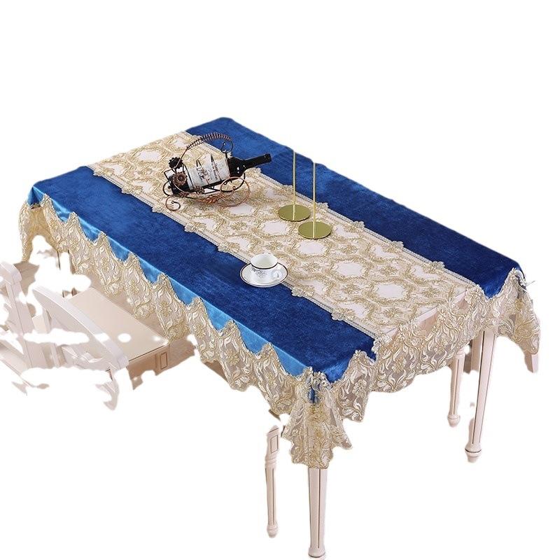 金丝绒刺绣长方形桌布餐桌布台布感轻奢客厅茶几布新款欧式防尘罩
