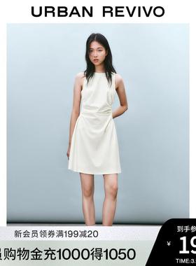 UR2025春季新款女装时尚气质褶皱收腰短款连衣裙UYY750029