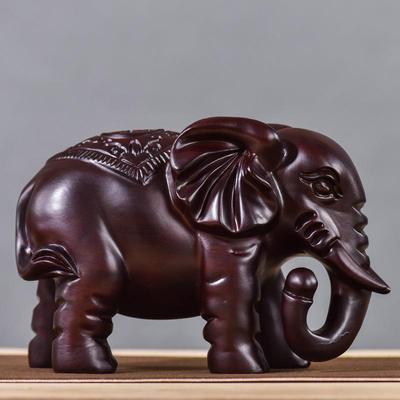 黑檀木实木大象摆件中式家居客厅电视柜桌面玄关装饰品木雕工艺品