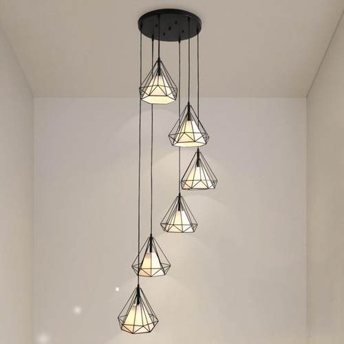 钻石旋转楼梯吊灯后现代简约loft复式跃层楼梯灯长楼梯间个性设计