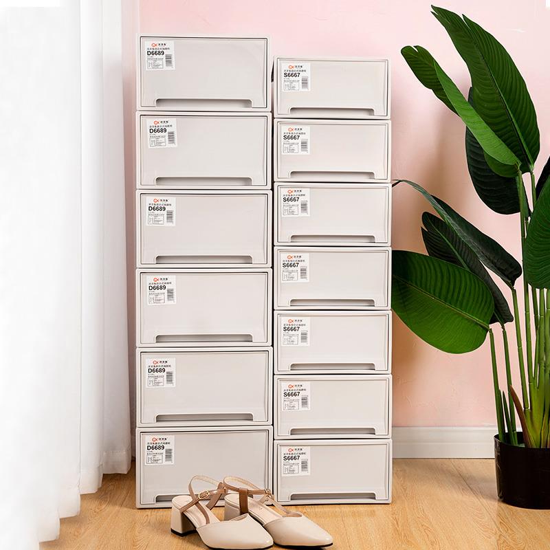 鞋盒抽屉式实色收纳盒免组装球鞋运动鞋防尘防潮塑料加厚收纳鞋柜