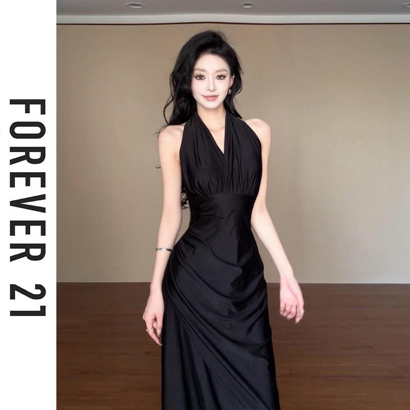 FOREVER 21温柔风多种穿法吊带连衣裙女夏季气质网纱显瘦长裙女