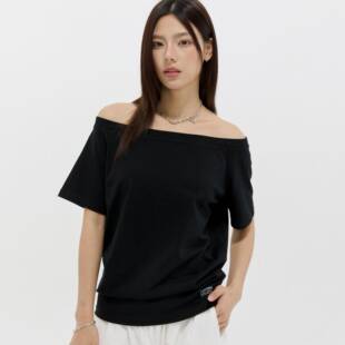 Passway Studio 夏季修身一字肩短袖T恤女简约休闲露肩宽松上衣