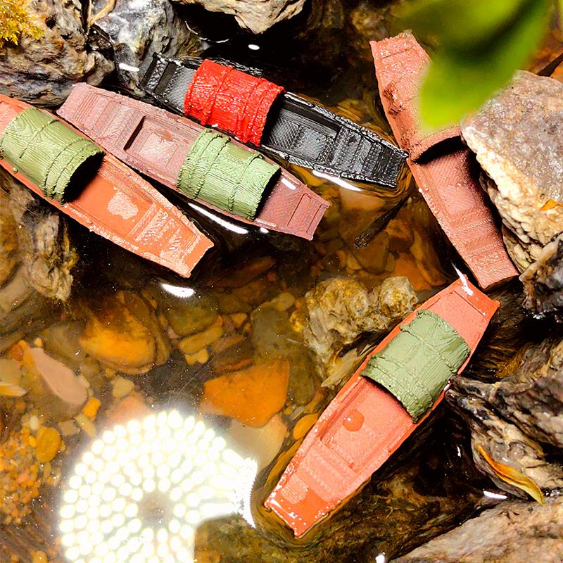 鱼缸造景小摆件下水漂浮乌篷船假山微景观水陆缸庭院盆景书房模型