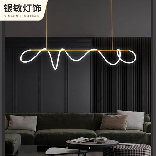 工程软装餐桌灯个性餐吊灯长条餐厅极简艺术硅胶软管吧台灯极简风