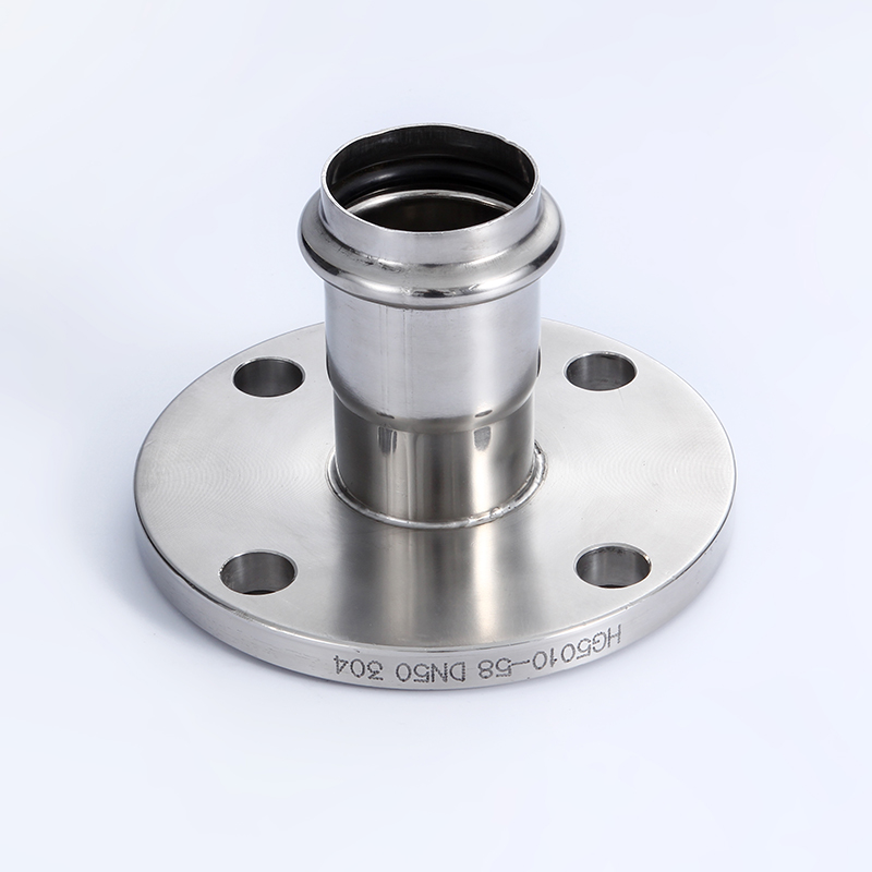 304不锈钢双卡压法兰转换接头沟槽式管件薄壁管子穿线卡压式配件