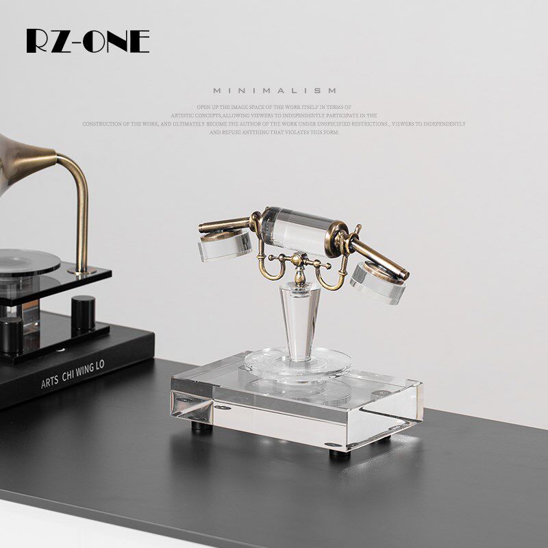 Rzone 现代极简创意复古水晶电话摆件样板间售楼处桌面装饰品摆设