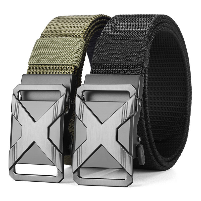 男款自动扣加厚加长尼龙帆布休闲百搭军训学生牛仔裤潮皮带