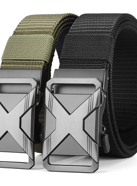 男款自动扣加厚加长尼龙帆布休闲百搭军训学生牛仔裤潮皮带