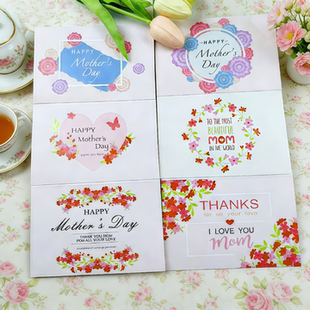 新款母亲节贺卡Happy mother's day留言感谢卡手写祝福折叠卡套装
