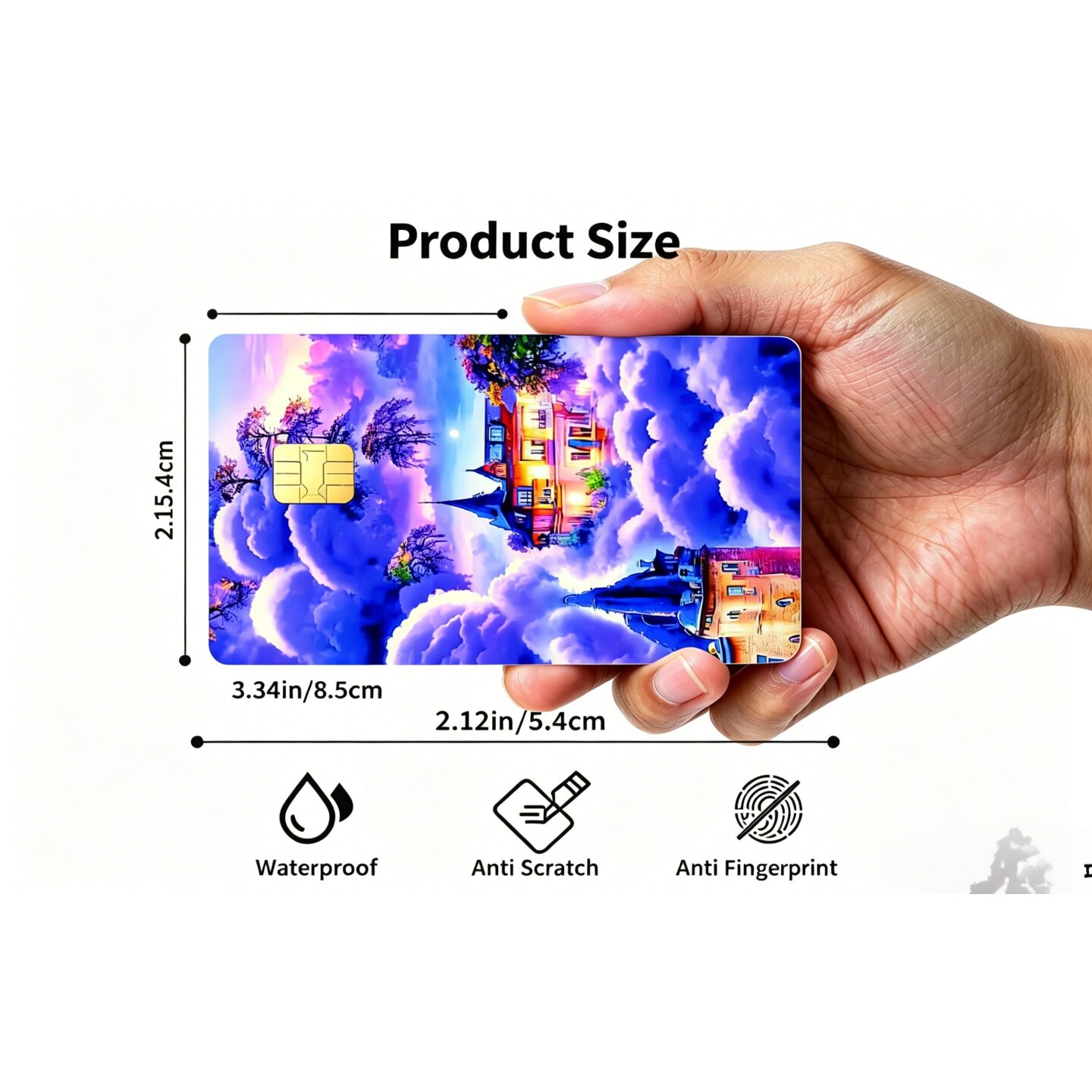 梦幻童话城堡油画风信用卡贴纸
