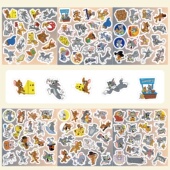 6张 100贴瑞幸联名手绘猫和老鼠拉布布网红卡通动漫可爱搞笑沙雕手账贴纸滑板头盔吉他笔记本电脑diy防水贴纸