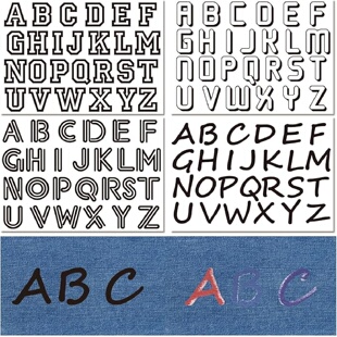 A4字母花卉系列图案背胶水溶性无纺布手工自粘刺绣转印器稳定剂字母不干胶标签DIY装饰贴纸