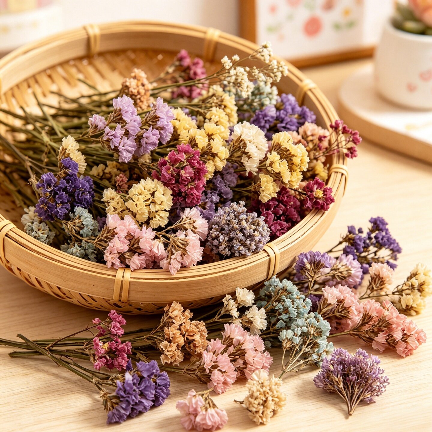 50张透明复古彩色干花防水贴纸