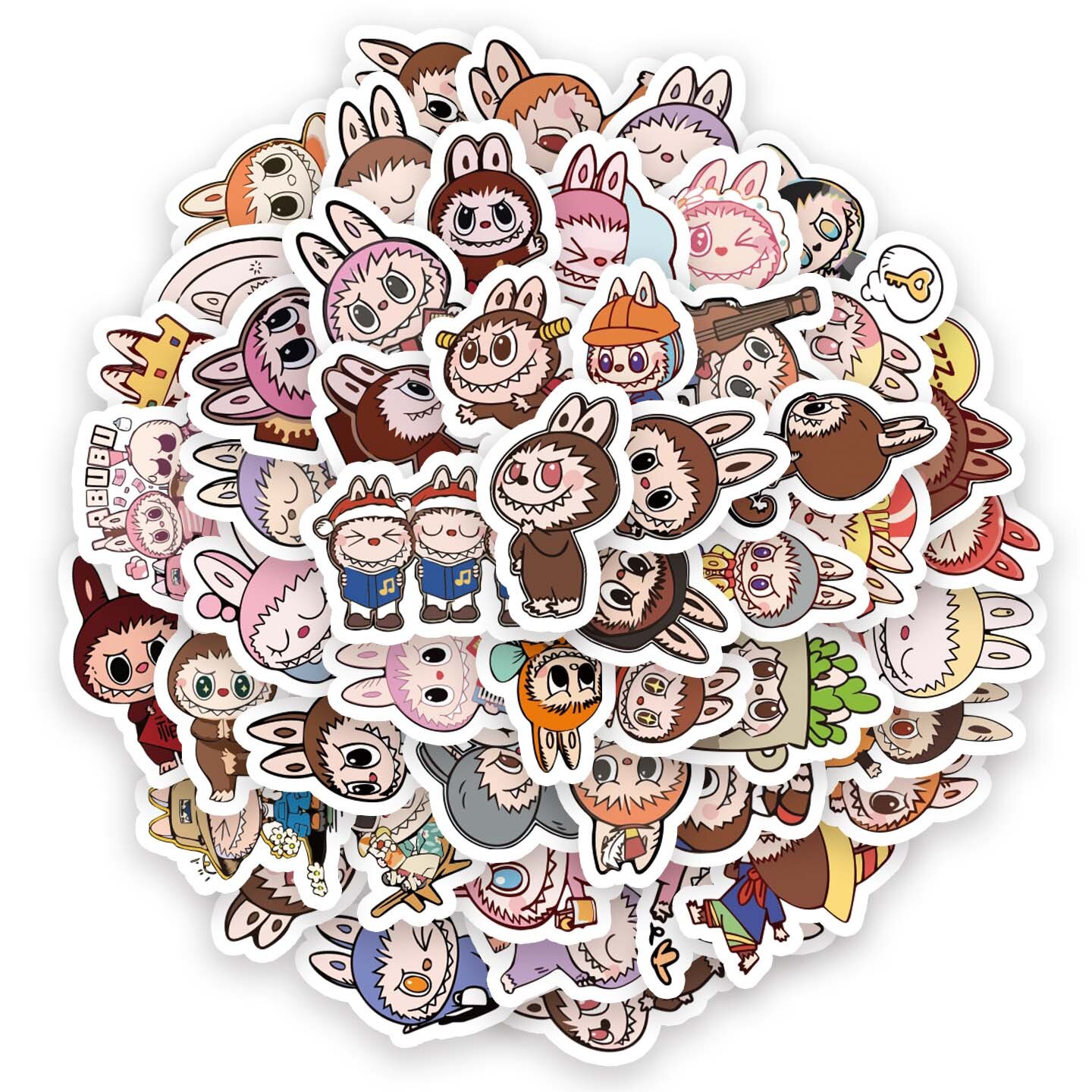 100贴新款网红卡通可爱拉布布labubu创意装饰贴纸手机壳笔记本行李箱