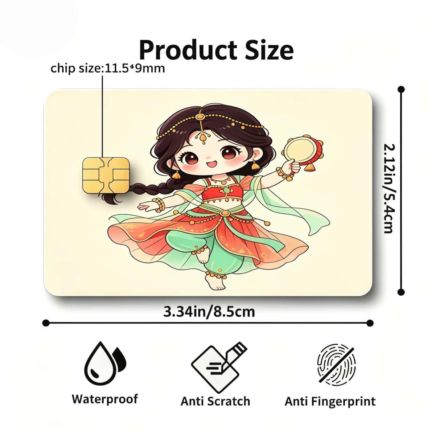 国风Q版小仙童防水银行卡保护贴