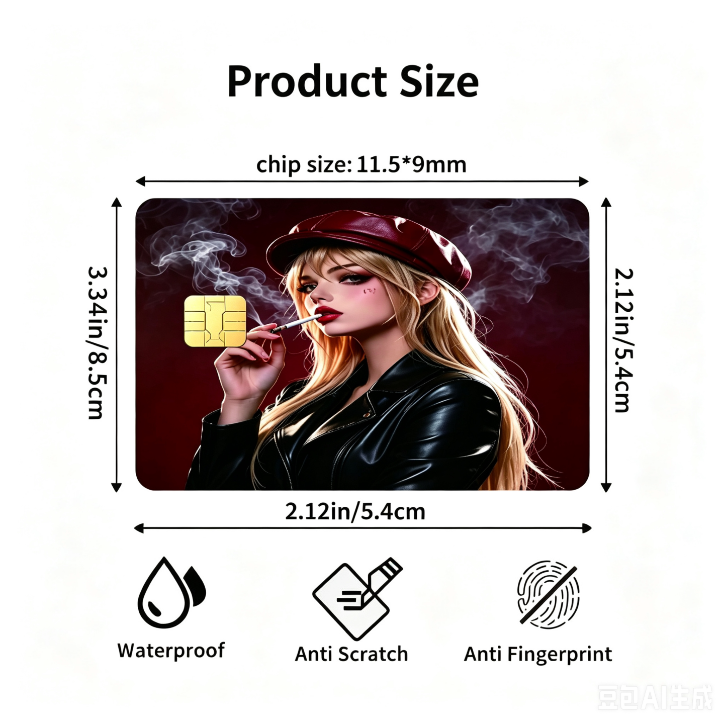 红帽女生烟酷辣风防水防刮卡贴