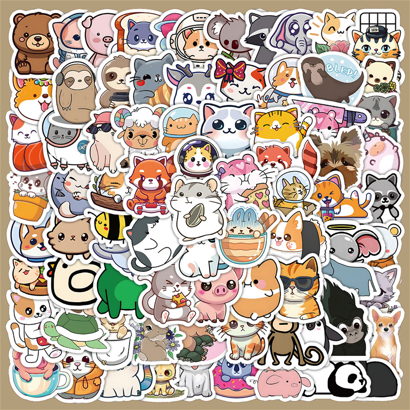 100张卡通动物贴纸可爱狗狗熊猫