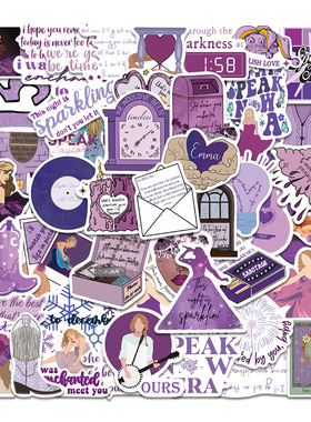 50张欧美紫色霉霉音乐演唱会专辑speak now贴纸个性涂鸦电脑行李箱头盔桌面收纳盒diy滑板吉他防水贴画