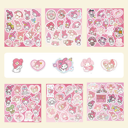 100贴卡通可爱KT猫吉伊哇高颜值手帐贴纸ins风少女心装饰笔记本电脑手机平板书桌头盔吉他冰箱DIY防水贴纸