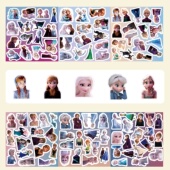 6张迪士尼冰雪奇缘艾莎安娜公主卡通可爱手账贴纸装 饰行李箱笔记本电脑头盔水杯吉他音响相框画DIY防水贴画