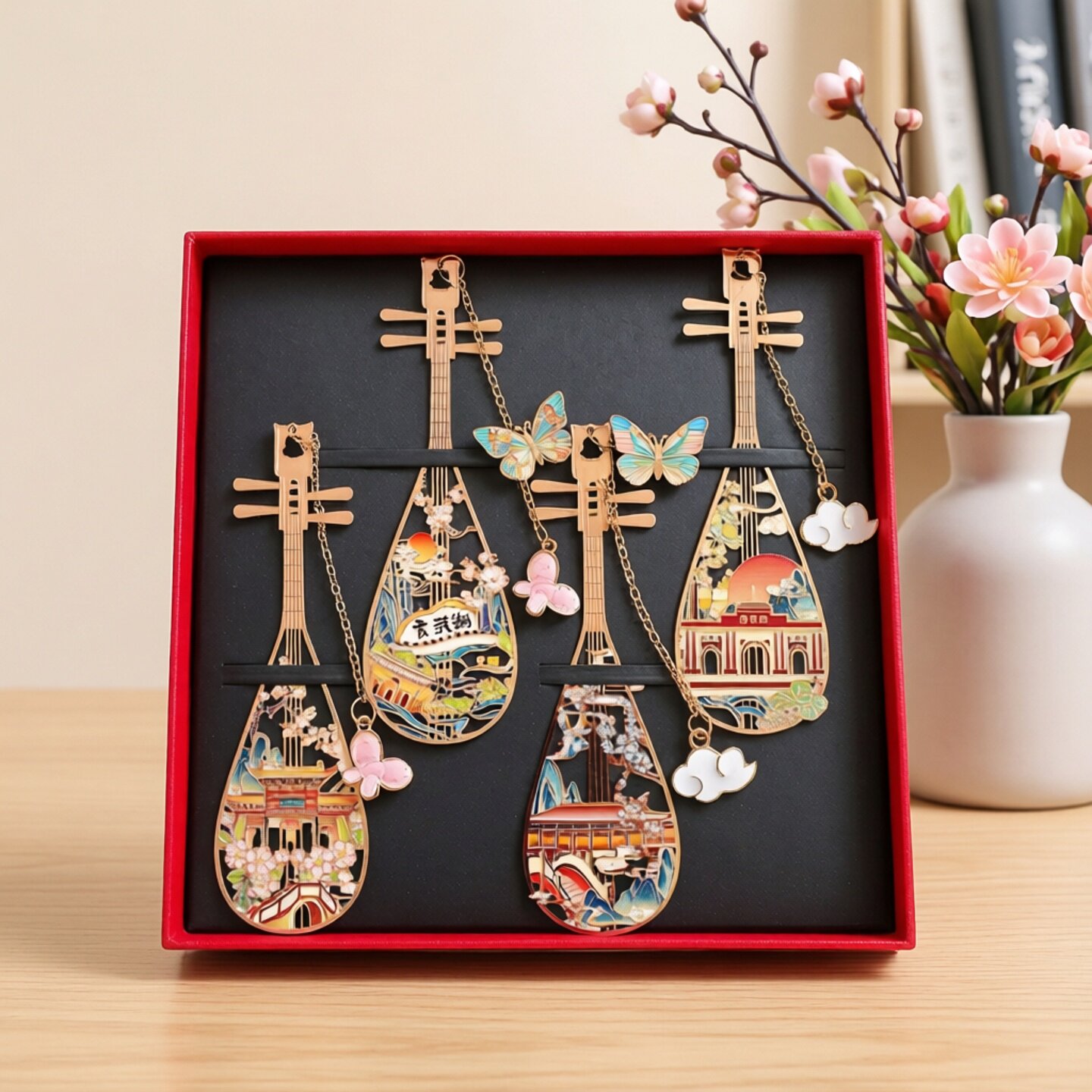 古典中国风书签金属旅游纪念品精致古典创意总统府景点伴手礼小礼物儿童学生金属书签琵琶书签刻字礼物女生