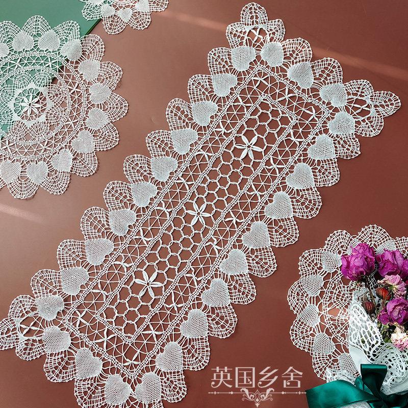 手工编结纯棉欧式复古蕾丝棒槌花边桌旗幔帘万能盖巾