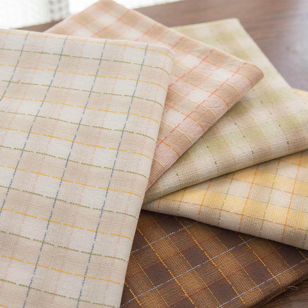 日本进口纯棉色织提花彩线方格高档布料服装包包娃衣手工DIY面料