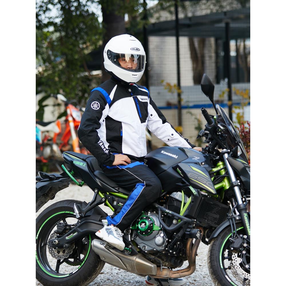 新款四季通用摩托车骑行服男女机赛车夹克骑士防水防摔衣雅马白色