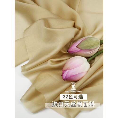 夏季热卖纯色进口天丝布料轻薄亲肤透气衬衫连衣裙汉服服装面料