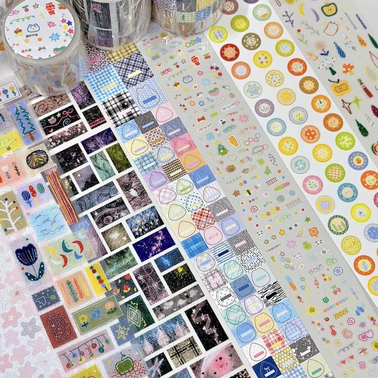 N1ng酱原创5月新品粉扑派对彩糖块块烛台deco贴纸卷