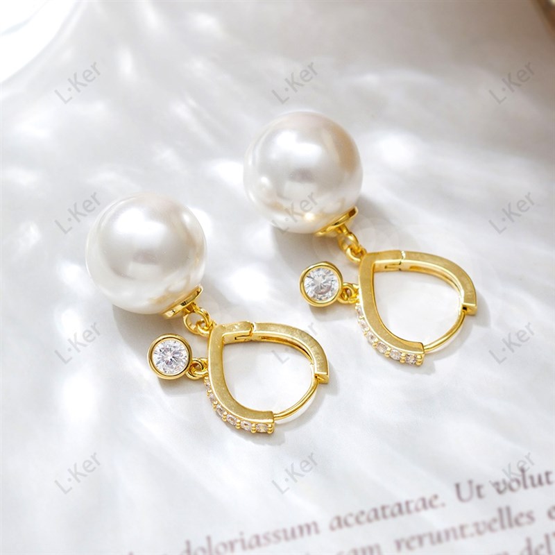 【白月光】法式珠光宝气圆形珠珠耳扣温柔气质女士耳环1588