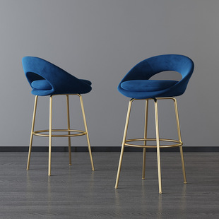 现代轻奢吧椅酒吧休闲前台高脚凳北欧简约家用岛台吧台椅靠背个性