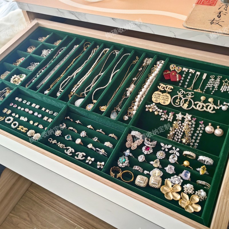 定制首饰展示架商超柜台耳钉耳环项链手镯家用绒布饰品收纳盒托盘