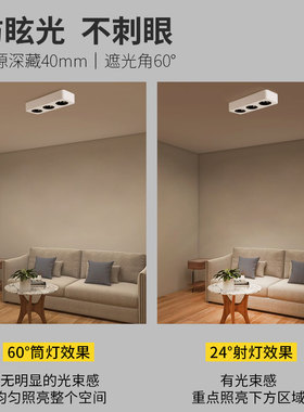 超薄明装单头双头三头斗胆灯led盒子灯客厅吸顶式cob豆胆射灯筒灯