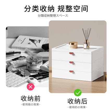 桌面收纳盒抽屉式书桌上文具收纳柜白色大容量办公室a4文件置物架