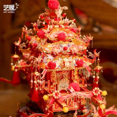 艺模三生三世喜扇 立体拼图金属拼装模型送朋友手工摆件 结婚礼物