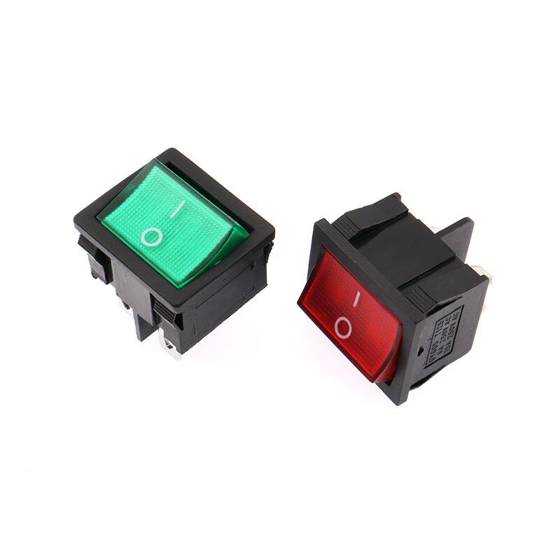 kcd5船型开关翘板电源按钮开关6A250V 21*24MM 4脚2挡/6脚3挡红绿