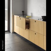 日式 原木风白橡实木原木皮橱柜门面板定制上门定制橱柜不锈钢台面