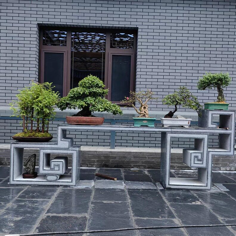 直销石雕花架中式仿古户外石桌石凳客厅花园庭院青石花台落地盆景