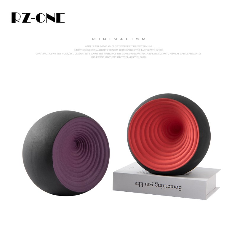 Rzone 莫兰迪色系陀螺深渊圆形陶瓷摆件酒柜茶几艺术软装饰品摆设