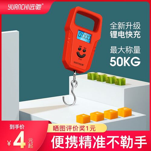 德国进口远驰手提秤50KG电子秤家用吊钩精准称重100斤快递称迷你