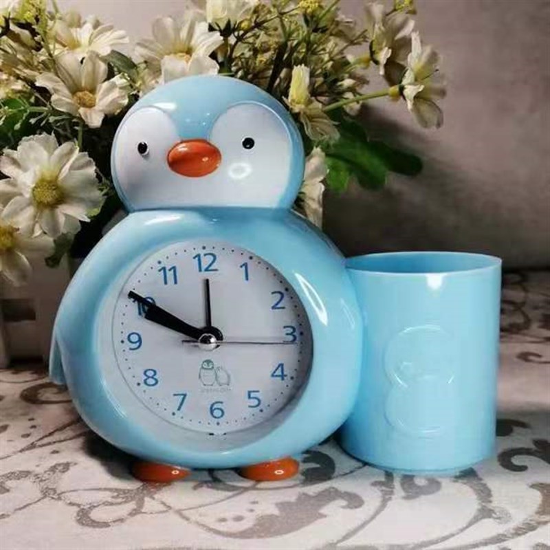 创意可爱卡通动物笔筒卧室男女孩儿童用闹钟客厅个性学生学习闹铃